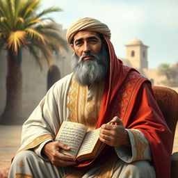 A historical portrayal of Uthman Ibn Affan, the third caliph of Islam, depicted in a respectful and dignified manner