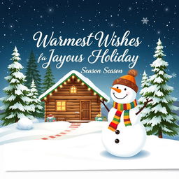 A beautifully designed Christmas wishes card featuring a cozy winter scene