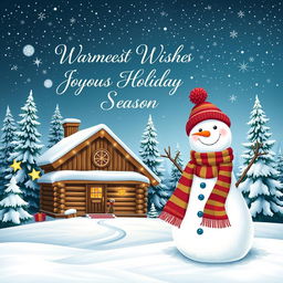 A beautifully designed Christmas wishes card featuring a cozy winter scene