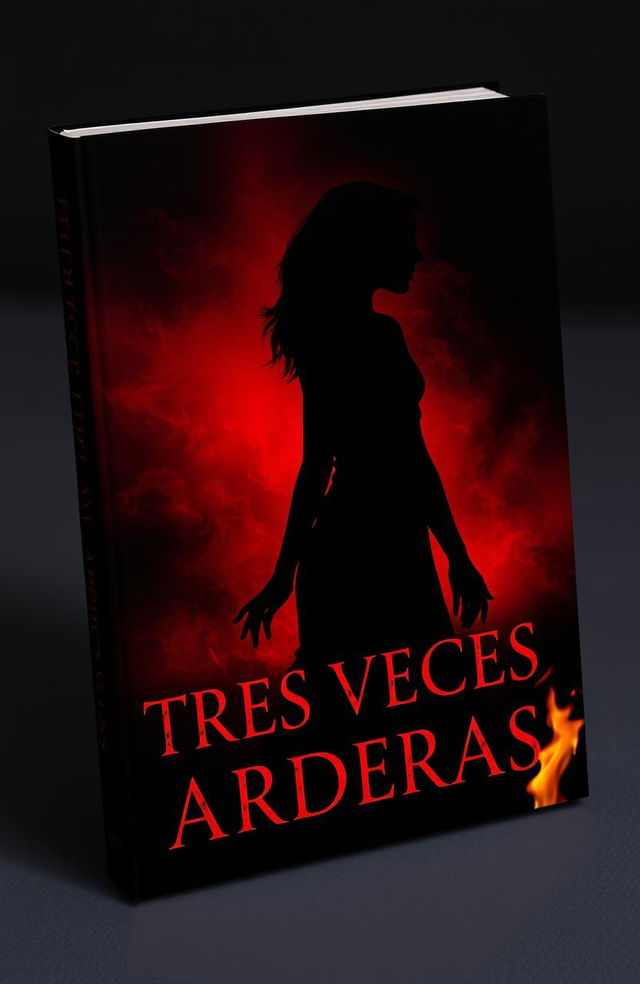 A captivating book cover for a suspense and death themed novel titled 'TRES VECES ARDERAS'