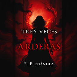 A striking image for a book titled 'TRES VECES ARDERAS', capturing the themes of suspense and death
