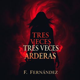 A striking image for a book titled 'TRES VECES ARDERAS', capturing the themes of suspense and death