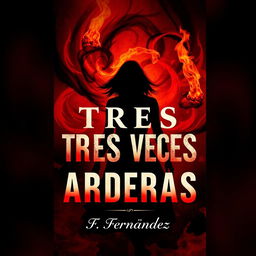 A striking image for a book titled 'TRES VECES ARDERAS', capturing the themes of suspense and death