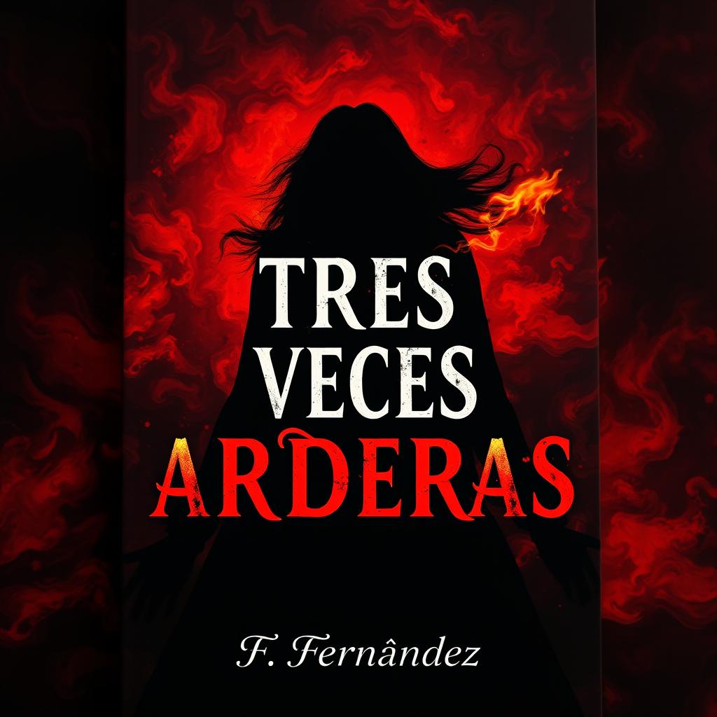 A striking image for a book titled 'TRES VECES ARDERAS', capturing the themes of suspense and death