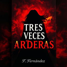 A striking image for a book titled 'TRES VECES ARDERAS', capturing the themes of suspense and death