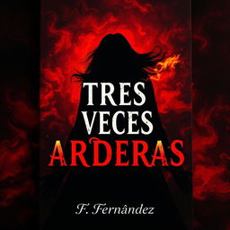 A striking image for a book titled 'TRES VECES ARDERAS', capturing the themes of suspense and death