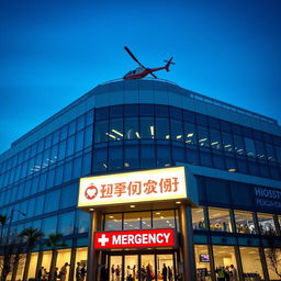 A modern hospital building with a sleek, contemporary design