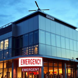 A modern hospital building with a sleek, contemporary design