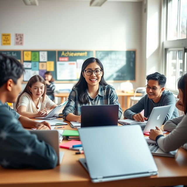 A vibrant and dynamic academic environment showcasing students in an engaging learning setting