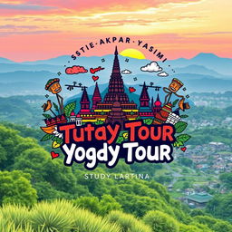 An illustrated T-shirt design for the study tour of STIE & AKPAR Yasmi to Yogyakarta