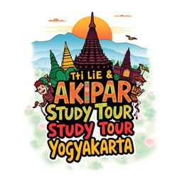 An illustrated T-shirt design for the study tour of STIE & AKPAR Yasmi to Yogyakarta