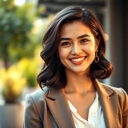 A captivating portrait of a 30 years old woman, exuding confidence and grace