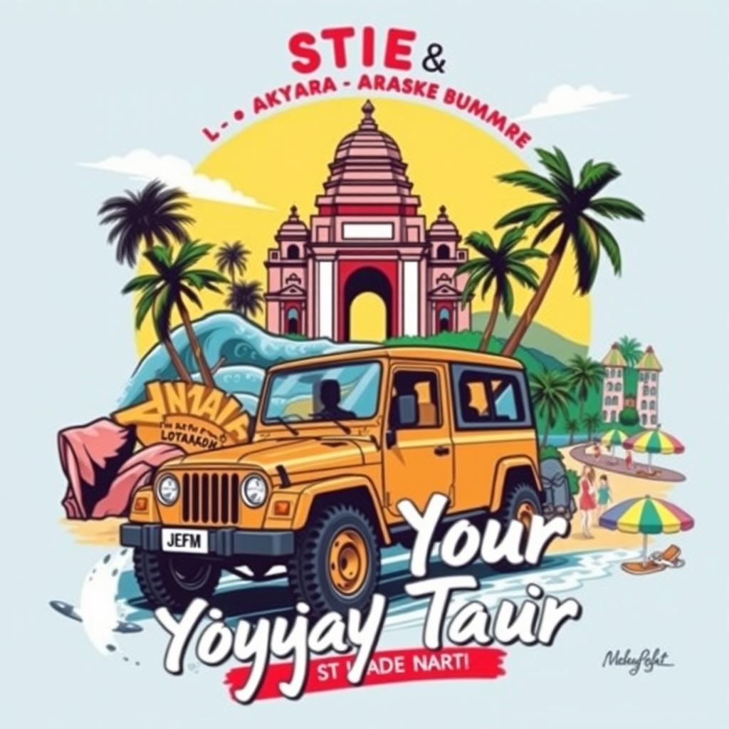 An eye-catching illustration design for the study tour clothes of STIE and AKPAR Yasmi in Yogyakarta