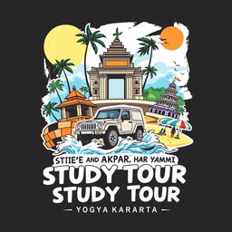 An eye-catching illustration design for the study tour clothes of STIE and AKPAR Yasmi in Yogyakarta
