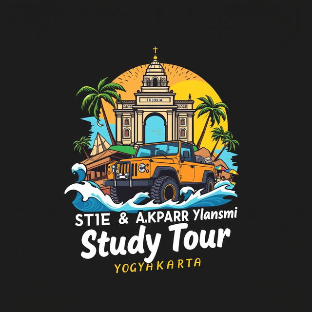 An eye-catching illustration design for the study tour clothes of STIE and AKPAR Yasmi in Yogyakarta