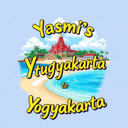 A vibrant and colorful t-shirt illustration featuring the beautiful beach of Yogyakarta
