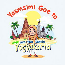 An engaging t-shirt illustration showcasing the theme of a study tour to Yogyakarta