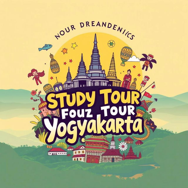 A vibrant and colorful T-shirt design for the study tour of STIE & AKPAR Yasmi to Yogyakarta