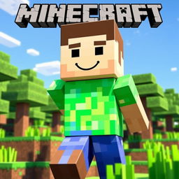 A Minecraft-style character, featuring a blocky design with a pixelated texture
