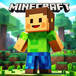 A Minecraft-style character, featuring a blocky design with a pixelated texture