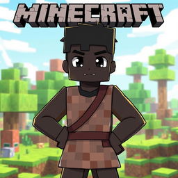 An anime-style character inspired by Minecraft, depicting a completely black male character