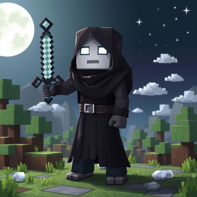 A detailed Minecraft character named NAL, who visually resembles Herobrine