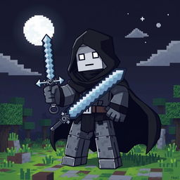 A detailed Minecraft character named NAL, who visually resembles Herobrine