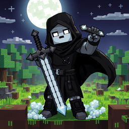 A detailed Minecraft character named NAL, who visually resembles Herobrine