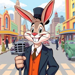 A vibrant and whimsical cartoon scene inspired by 1940s animation style