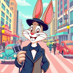 A vibrant and whimsical cartoon scene inspired by 1940s animation style