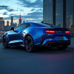 A sleek and aggressive Camaro concept for 2026, featuring a futuristic design with aerodynamic curves, a muscular stance, and bold lines