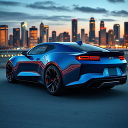 A sleek and aggressive Camaro concept for 2026, featuring a futuristic design with aerodynamic curves, a muscular stance, and bold lines