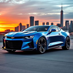 A futuristic concept design of a 2026 Chevrolet Camaro, showcasing sleek and aggressive lines, a streamlined aerodynamic body, and advanced technology