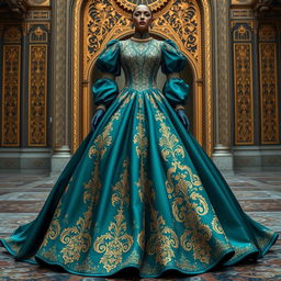 A stunning dress design inspired by the intricate details of the statue of Shah Isfahan