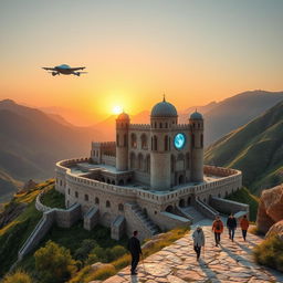 A stunning view of the Falak Alaflak Castle in Lorestan, Iran, set 100 years in the future