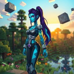 A stunning Minecraft character named Zuri, featuring unique and vibrant attire
