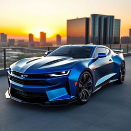 A futuristic concept of the 2026 Chevrolet Camaro, showcasing a sleek and aggressive design with sharp lines and an aerodynamic profile