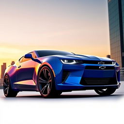 A futuristic concept of the 2026 Chevrolet Camaro, showcasing a sleek and aggressive design with sharp lines and an aerodynamic profile