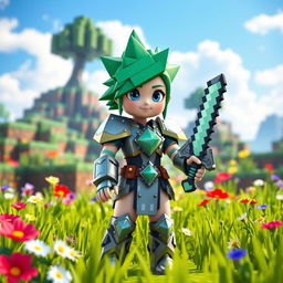 A stunning 3D rendering of Zuri, an original character inspired by Minecraft