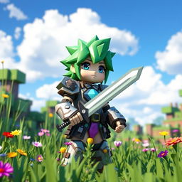 A stunning 3D rendering of Zuri, an original character inspired by Minecraft