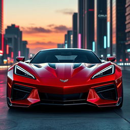 A futuristic concept design of a 2026 Camaro x Corvette C8, seamlessly merging the bold design of the Camaro with the sleek aesthetic of the Corvette C8