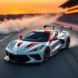 A stunning concept design of a 2026 Camaro ZL1 x Corvette C8 hybrid, featuring the muscular stance of the Camaro ZL1 combined with the sleek lines of the Corvette C8