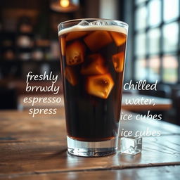 An artistic display of a refreshing Ice Americano beverage