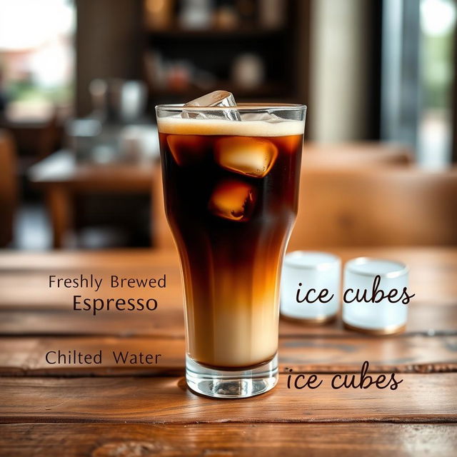 An artistic display of a refreshing Ice Americano beverage