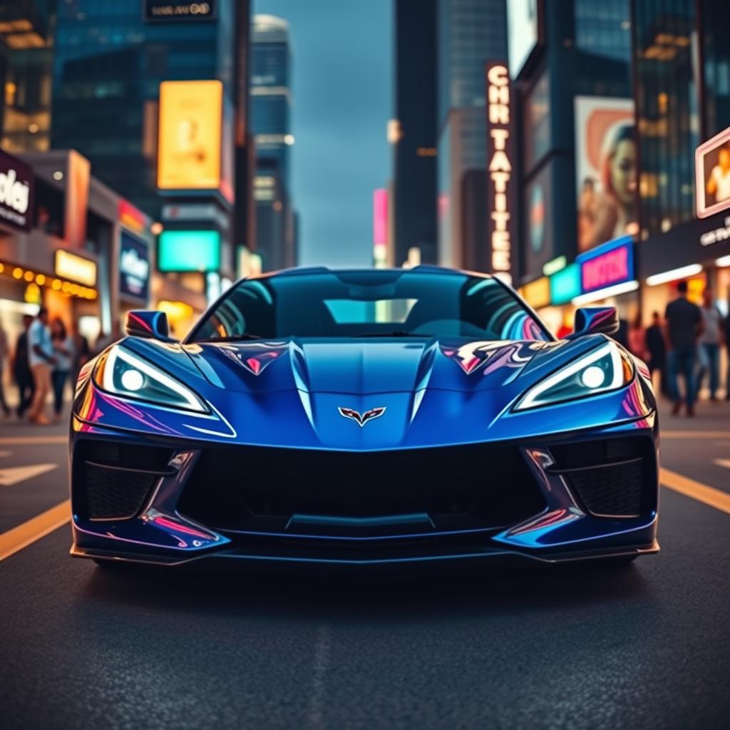 A stunning front-engine Corvette C8, showcasing its sleek and aerodynamic design