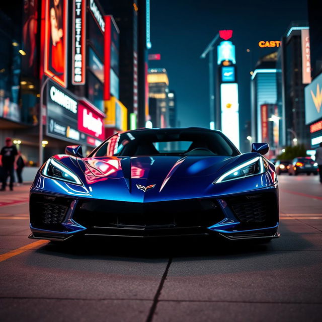 A stunning front-engine Corvette C8, showcasing its sleek and aerodynamic design