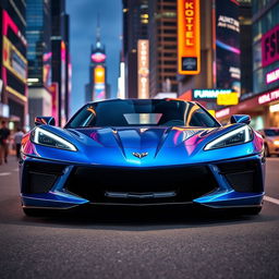 A stunning front-engine Corvette C8, showcasing its sleek and aerodynamic design