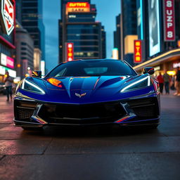 A stunning front-engine Corvette C8, showcasing its sleek and aerodynamic design