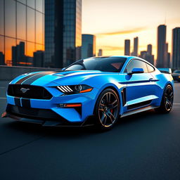 A futuristic concept car showcasing the merging design elements of a Camaro and a Mustang, designed for 2026