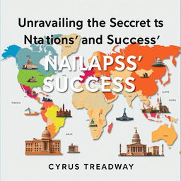 A flat book cover design for 'Unraveling the Secrets to Nations' Success and Collapse' by Cyrus Treadway